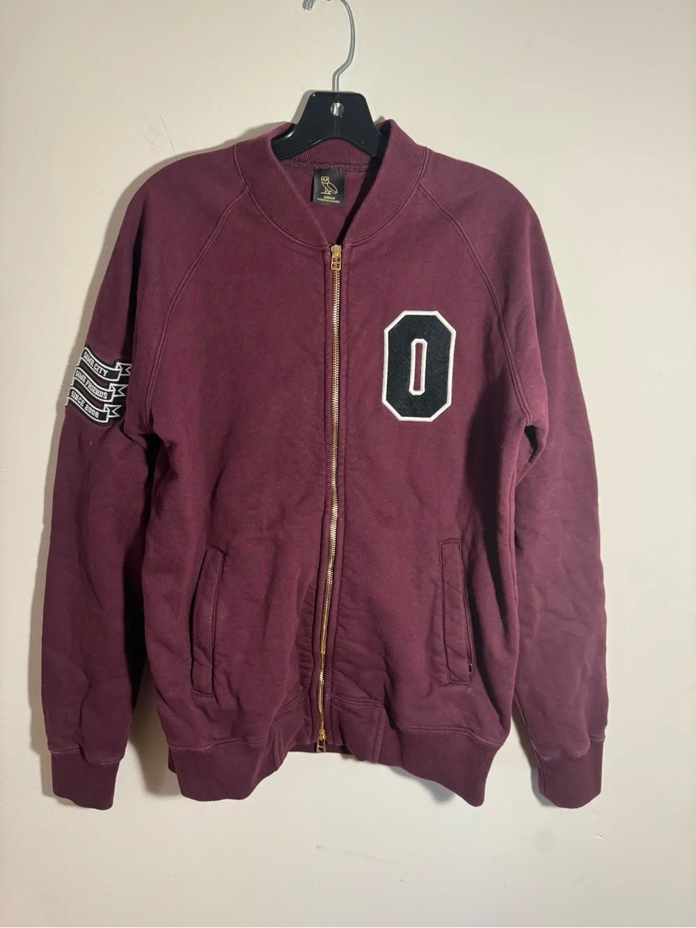 OVO october Burgundy Red Zip up sweater men’s size Medium